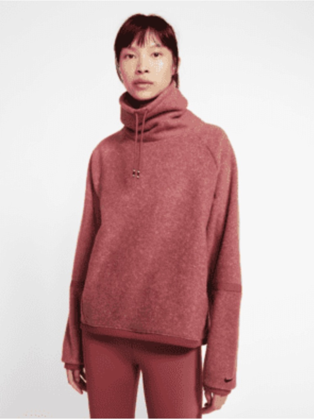 Women’s Nike Therma Long Sleeve Turtleneck Fleece Dusty Rose Red SZ XS